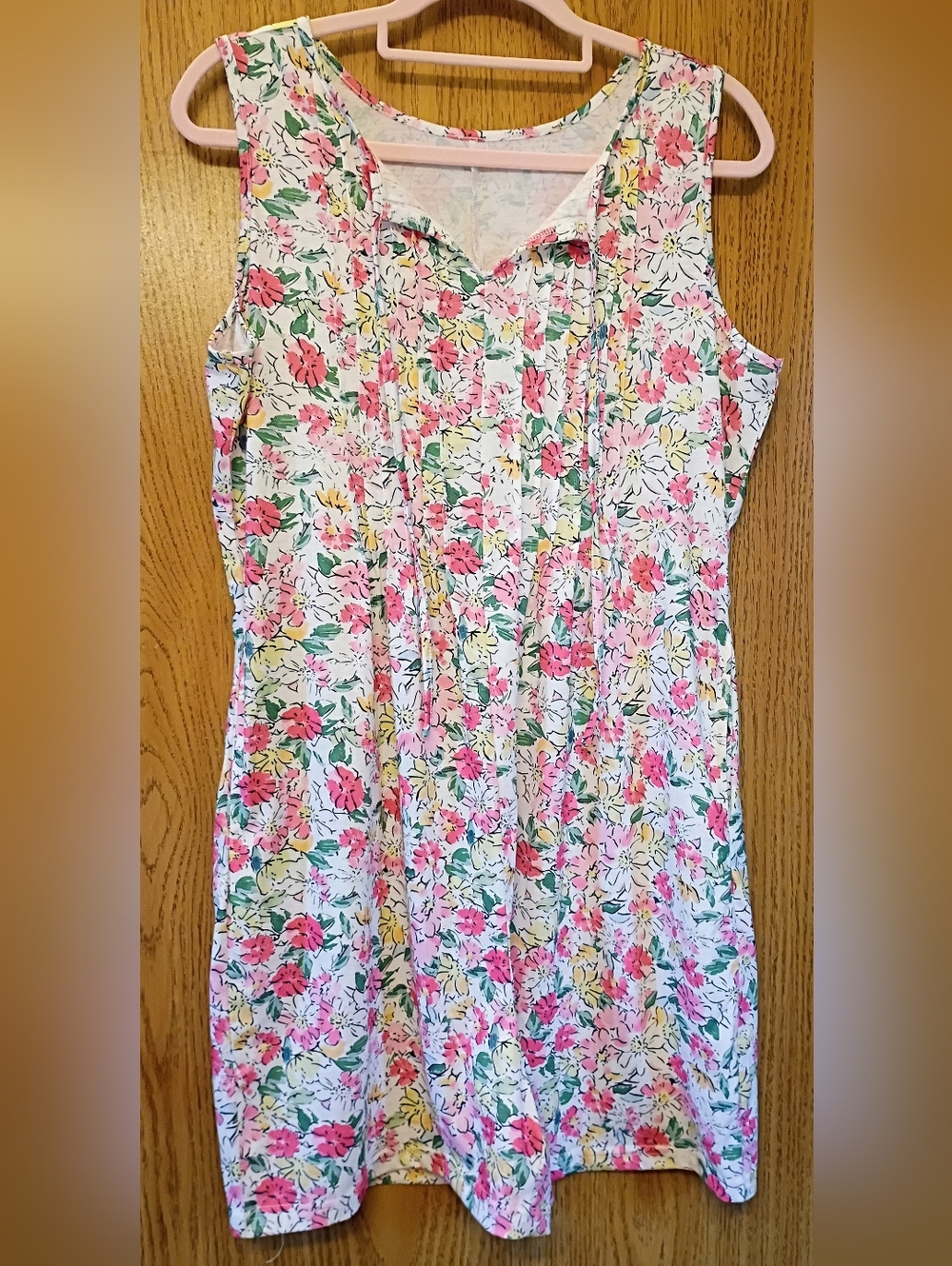 IECCP Floral Sleeveless Cotton Romper - Pink, Green & Yellow
